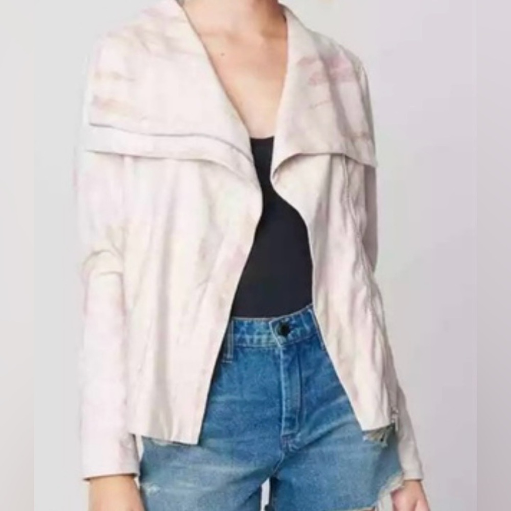 Blank NYC Moto Women’s Jacket Super Soft Pale Pink Tie Dye Sz Med.